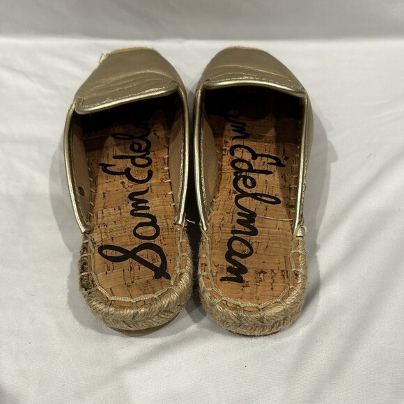 Sam Edelman Mules Kerry womens Size 5.5 Gold Leather Slip On Espadrille Shoes - Picture 3 of 7